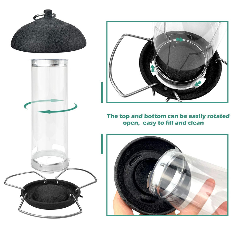 Urban Deco Hanging Mini Bird Feeders Set Metal Tube Mixed Seed Feeder with Hanger Peanut Feeder for Garden Outside Yard Great for Attracting Wild Birds (Black-2 Pack) Black - PawsPlanet Australia