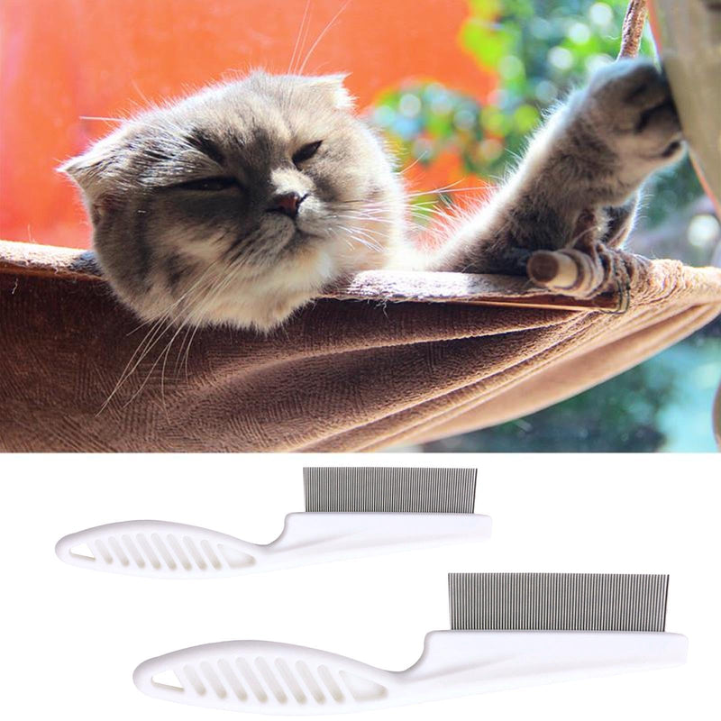 AYNKH Pet Comb, 2 Pack Dog Cat Comb Stainless Steel Round Teeth for Lice Flea Tear Mark Removal - PawsPlanet Australia