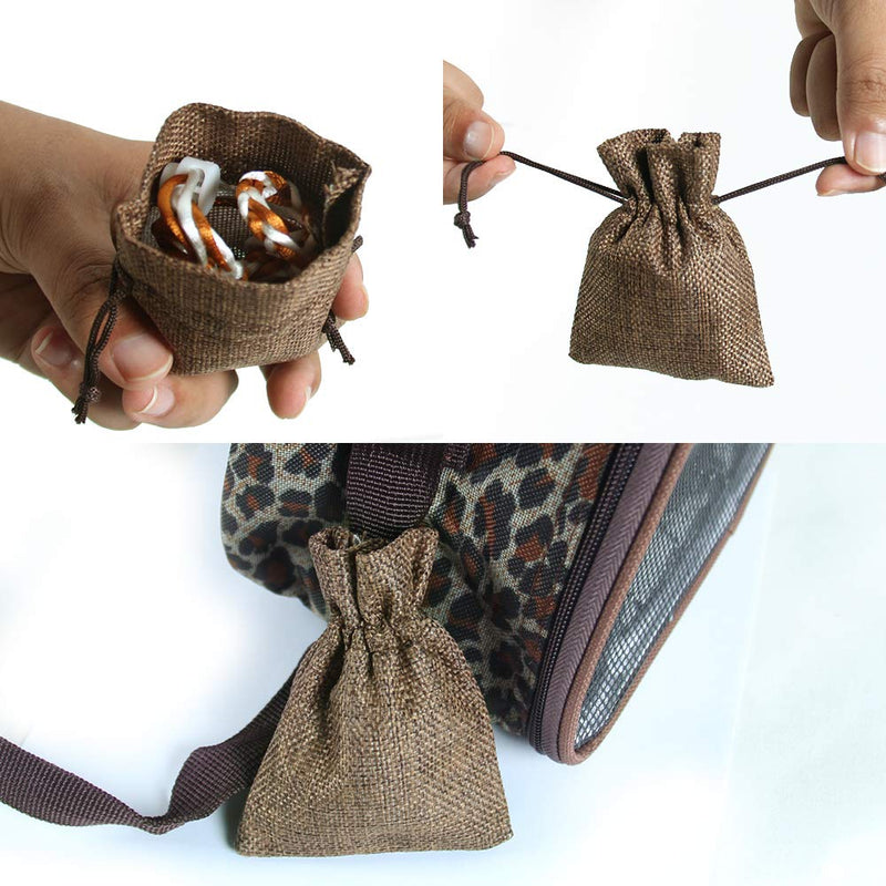 VLIKE Hamster Guinea Pig Bag Carrier Accessories Small Animals Hedgehog Squirrel Chinchilla Sugar Glider Outdoor Travel Bag Zipper Portable Breathable Outgoing Bags Standard 【Triangle】Leopard Brown - PawsPlanet Australia