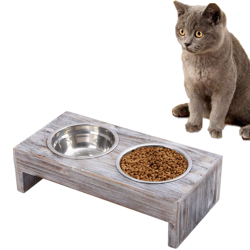 Vencipo Wooden Pet Elevated Feeder with 2 Removable Stainless Steel Dog Bowls, Raised Stand Cat Food and Water Bowls Diner Pet Feeder, Nonslip No Spill Pet Feeding Bowls for Cat and Small Dogs. - PawsPlanet Australia