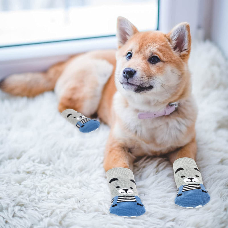 Zuozee Anti-Slip Kint Dog Socks for Indoor Wear Pet Non-Slip Paw Protection for Medium Large Dogs Traction Control Socks on Hardwood Floor 2XL:5.51"*1.97"(L*W blue - PawsPlanet Australia