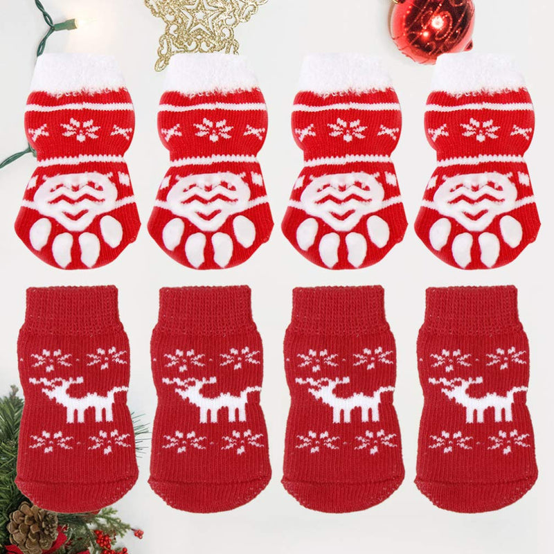 POPETPOP 8PCS Pet Christmas Socks Non-Slip Pet Socks Pet Socks Supplies Christmas Warm Cotton Socks for Dog Puppy Kitten Cat L - PawsPlanet Australia