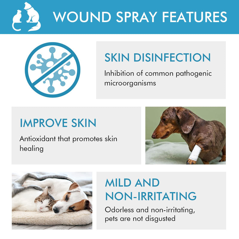 Wound Spray for Pets, Promotes Skin Healing Intensive Care Spray with Natural & Pain-Free Formula, Wound Protection Spray Hot Spot Treatment for Dogs & Cats Blue - PawsPlanet Australia