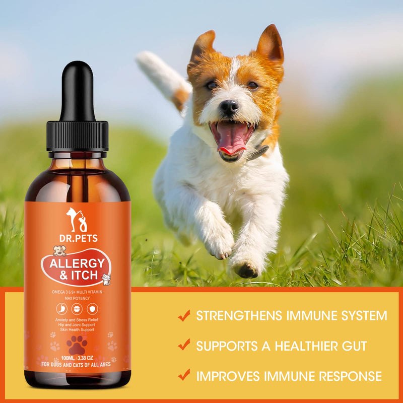 Allergy & Itch Supplement for Dogs - Dog Itch Relief - Natural Supplement for Cat Allergy & Dog Allergy Relief - Calming Natural Support for Dogs & Cats (3.38 Oz) allergy relief 3.38 OZ - PawsPlanet Australia