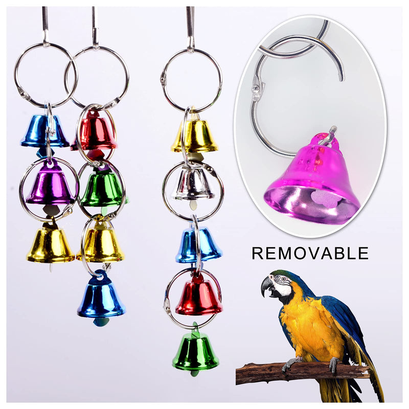 Andiker Bird Parrot Toys, 5Pcs Bird Swing Toys Bird Chew Toys Colorful Pet Bird Toys with Bell Pendant Suspension Bridge Wood Hanging Bell Ball for Small Birds, Parrots, Parakeets Cockatiels - PawsPlanet Australia