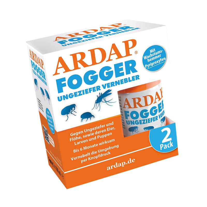 ARDAP Fogger 2 x 100ml - Effective nebulizer for pest and flea control for households and animal environments - for rooms up to 30m² - Effective protection for up to 6 months 2 x 100 ml single - PawsPlanet Australia