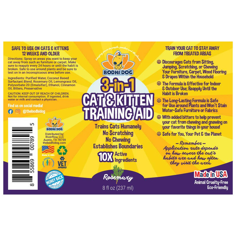 [Australia] - 3-in-1 Cat & Kitten Training Aid with Bitter | 8 oz Cat Repellent Spray for Indoor and Outdoor Use | Anti Scratch Furniture Protector | Establish Boundaries & Keep Cat Off | Made in The USA 