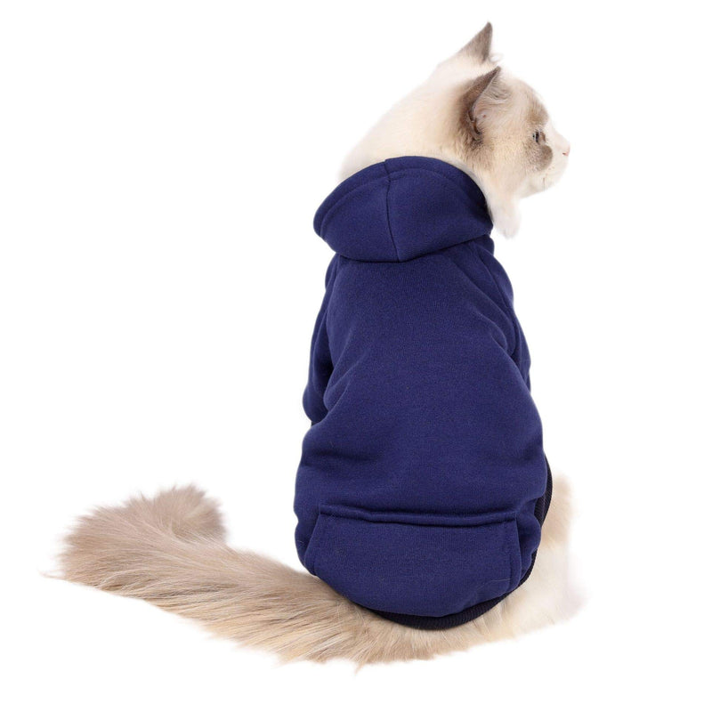 Bumjazz Knitted Dog Cat Hoodie Sweater Coat Cozy Cold Weather Dog Coat Dog Apparel Dog Jacket Dog Vest for Small Medium and Large Dogs Cats GMY03(Blue,XS) X-Small Blue - PawsPlanet Australia