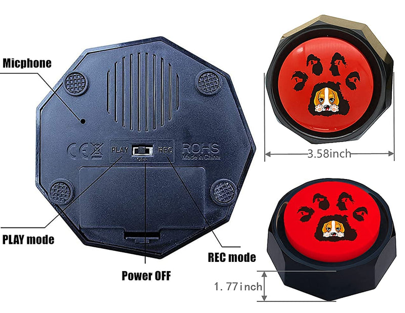 RIBOSY Set of 6, Dog Speech Training Buzzers, Recordable Buttons - Record& Playback Your Own Voice to Train Your Dog Voice What They Need (Battery Included) - PawsPlanet Australia