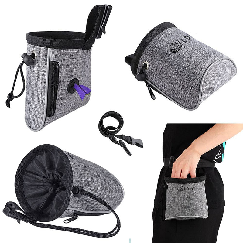 nuoshen Pet Treat Bag, Dog Treat Bags Puppy Dog Training Pouch with Adjustable Waistband for Pet Puppy Travel or Outdoor Use (Light-gray) A-Grey - PawsPlanet Australia