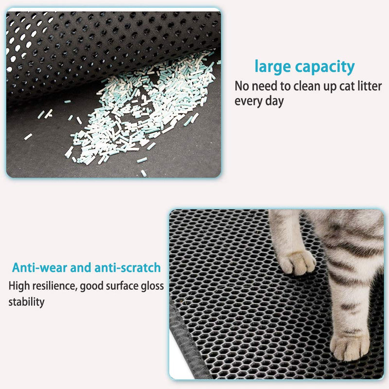 kaxionage Cat Litter Mat Litter Trapping, 15" X 24" Inch Kitty Litter Mat,Honeycomb Double-Layer Design Waterproof Urine Proof Material, Easy Clean Scatter Control (Grey) Grey - PawsPlanet Australia