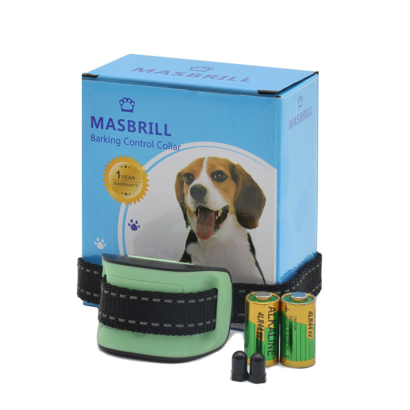 [Australia] - MASBRILL Dog Bark Collar Safe No Bark Control Device for Tiny Small Medium Dog Stop Barking by Sound and Vibration No Shock Human Way for Dog Lovers Green 