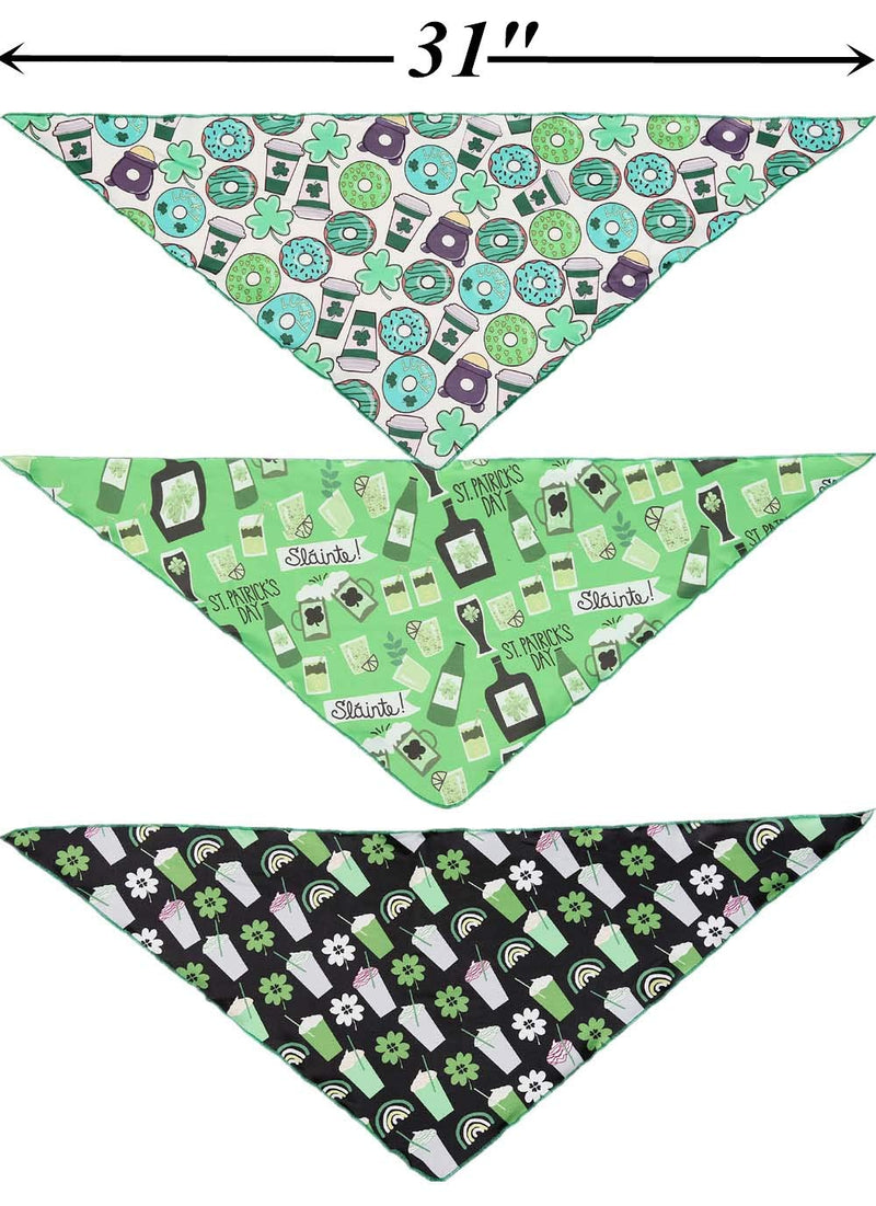 [Australia] - BoomBone St Patricks Day Dog Bandana 3 Pack - Triangle Bibs Pet Scarf for Small to Large Dogs and Cat L 