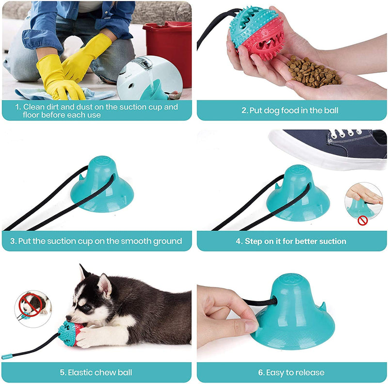 Wolovo Dog Chew Suction Cup Tug of War Toy Multifunction Interactive Pet Aggressive Chewers Rope Puzzle Toothbrush Molar Bite Squeaky Toys Ball with Teeth Cleaning and Food Dispensing Features - PawsPlanet Australia