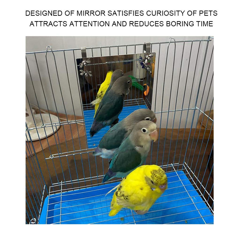 Bird Mirror Wooden Pet Bird Stand Perch Birdcage Play Toys for Parrot Budgies Parakeet Cockatiel Conure Finch Lovebird - PawsPlanet Australia