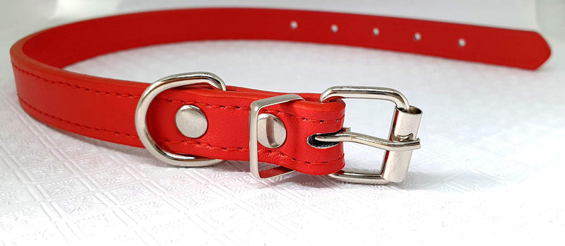 Durable Light Weight Soft Leather Collar For Medium Dogs Cats Pets, Length - 40 cm (15.7') (Red) Red - PawsPlanet Australia