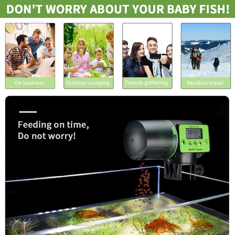 Automatic Fish Feeder 200ml,Capacity Fish Food Dispenser for Fish Tank?Aquarium Tank Timer Feeder Vacation & Weekend Auto Fish Food Dispenser with LCD Display - PawsPlanet Australia