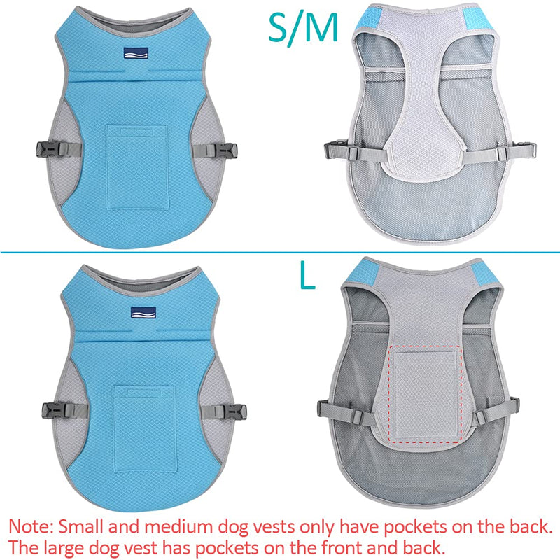 Dog Cooling Vest Cooler Jacket, Breathable Dog Cooler Jacket Adjustable Cool Jacket Cooling Vest for Dogs, Cooling Jacket for Dogs Reflective Safety Sun-Proof Dog Cooling Jacket for Medium Large Dogs S: Chest: 24”-28” Blue - PawsPlanet Australia