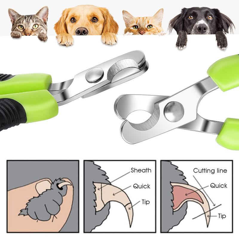 Molain Pet Nail Clippers, Dog Nail Clippers, Dog Nail File, Professional Pet Trimmer with Protective Guard and Safety Lock, Dog Claw Clippers for Dogs and Cats, Pet Paw Groomin(Green+Black) Green+Black - PawsPlanet Australia