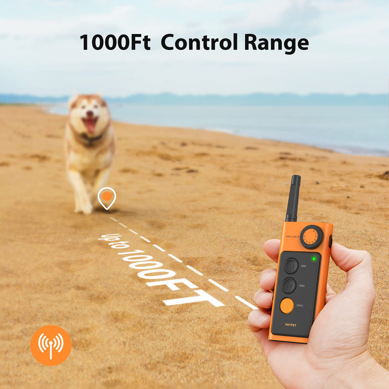 PATPET Dog Training Collar - IP67 Waterproof Dog Shock Collar with Remote for Small Medium Large Dogs, Rechargeable Shock Collar with Beep Vibration Shock Modes - PawsPlanet Australia