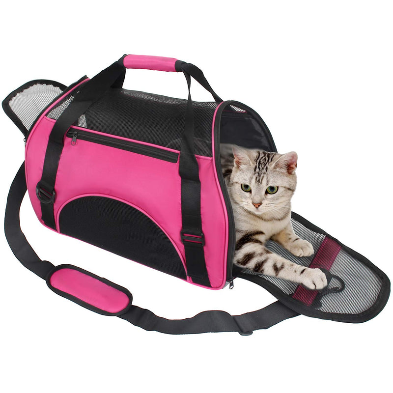 DAWOO Cat Carrier Airline-Approved Travel Pet Carrier,Dog Carrier,Suitable for Small and Medium-Sized Cats and Dogs (46 * 25 * 30cm,Rose Red) 46*25*30cm,Rose Red - PawsPlanet Australia