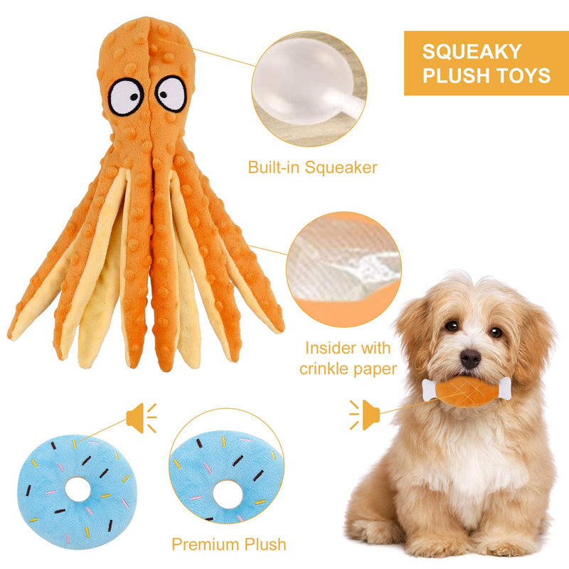 Heyu-Lotus 8 Pack Puppy Chew Toys Small Dog Teething Training Toys No Stuffing Squeaky Octopus Toys Cotton Rope Puppy Toys Soft Plush Dog Toy for Small Dogs - PawsPlanet Australia