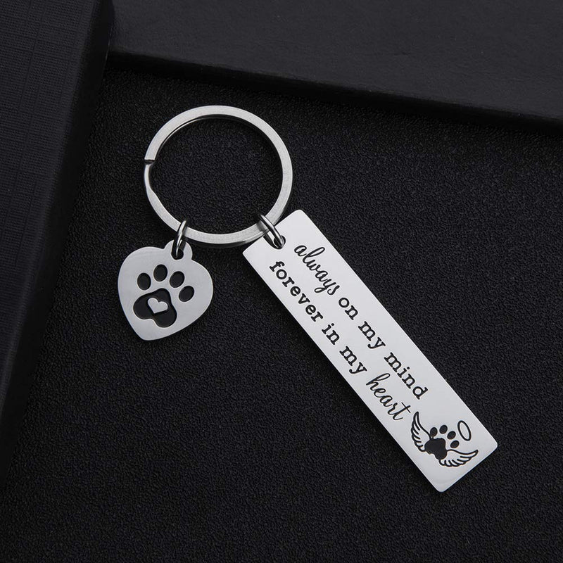 [Australia] - Pet Dog Memorial Keychain for Pet Dog Cat Lover Sympathy Gift Loss of Dog Personalized Remembrance Key Chain with Dog Cat Paw Prints Gifts Forever in My Heart for Pet Owner Men Women 