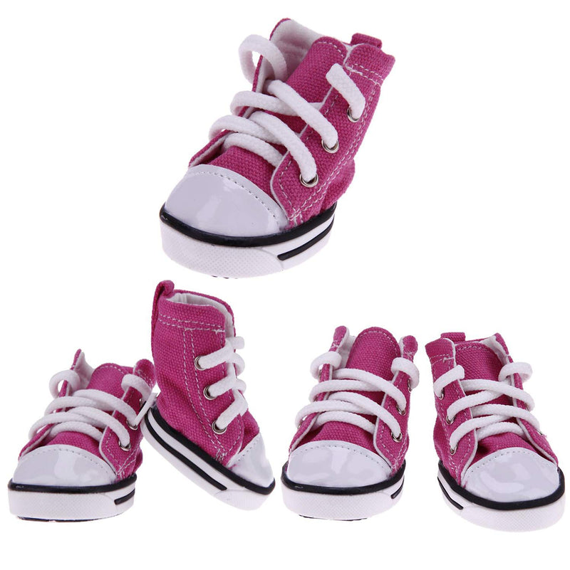 [Australia] - abcGoodefg Pet Dog Puppy Canvas Sport Shoes Sneaker Boots, Outdoor Nonslip Causal Shoes, Rubber Sole+Soft Cotton Inner Fabric #5(1.89*2.36) Pink 