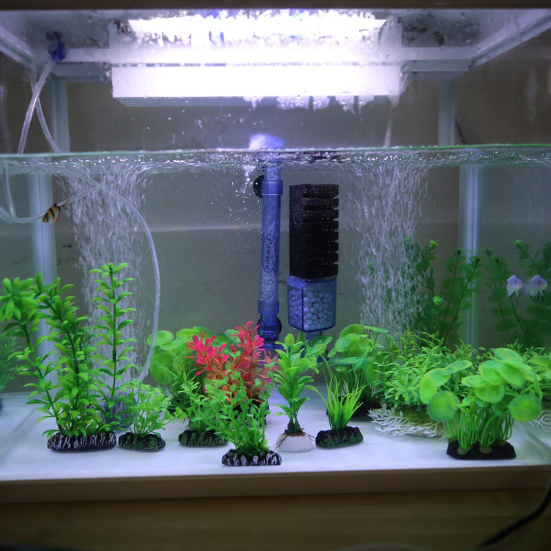 [Australia] - Powkoo Aquarium Filters Ultra Quiet Sponge Filter Fish Tank Sponge Filter with 2 Media Containers Single sponge filter 