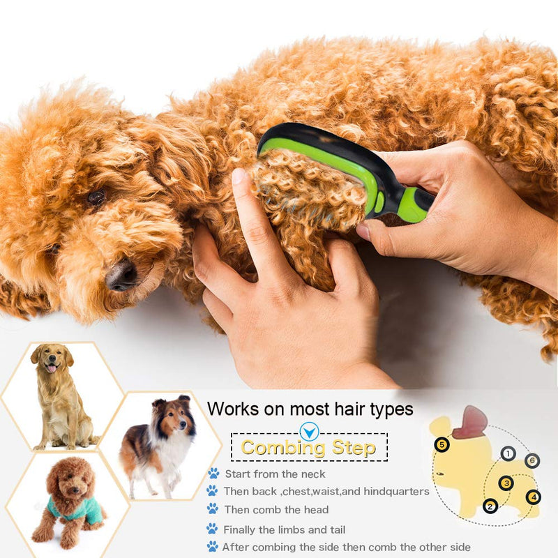 Sammiu Pet Grooming Brush 5 in 1 Pet Massage Kit Dog Brush Cat Brush Bath/Bristle/Pin Brush Dog Deshedding Tool Dematting Comb for Dog and Cat with Long or Short Hair - PawsPlanet Australia