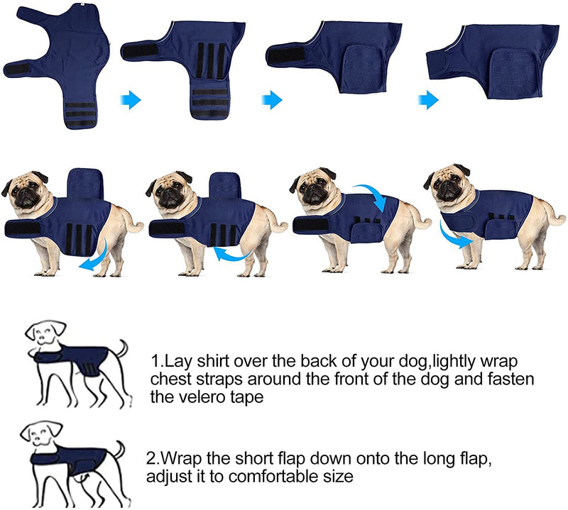 Banooo Dog Anxiety Shirt, Pressue Release Puppy Calming Coat, Breathable Dog Stress Relief Vest Wrap for Thunderstorm, Fireworks or Veterinarian Visits (X-Small, Blue) X-Small - PawsPlanet Australia