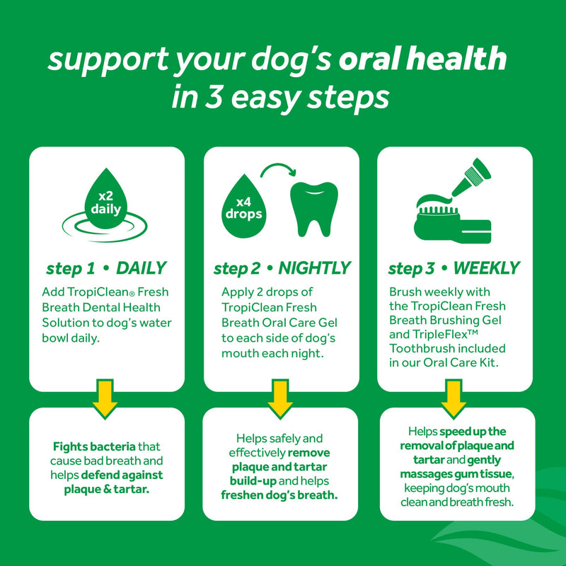 TropiClean Fresh Breath Puppy Teeth Cleaning Oral Care Kit - Breath Freshener Dental Care - Complete Dog Toothbrush Kit for Puppies - Helps Remove Plaque & Tartar, For Puppies, 59ml - PawsPlanet Australia