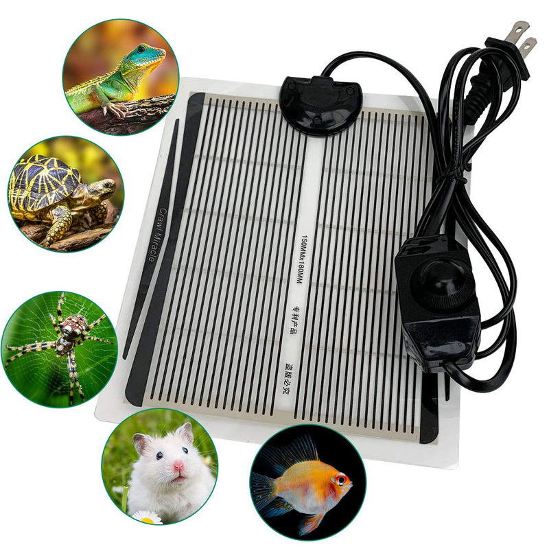 YOUMU Reptile Heating Pad-(5W/15W/25W/35W) Temperature Adjustable Terrarium Heat Mat for Turtle/Snake/Frog/Lizard/Small Animals/Plant Box 5W(7.08in*5.9in) - PawsPlanet Australia