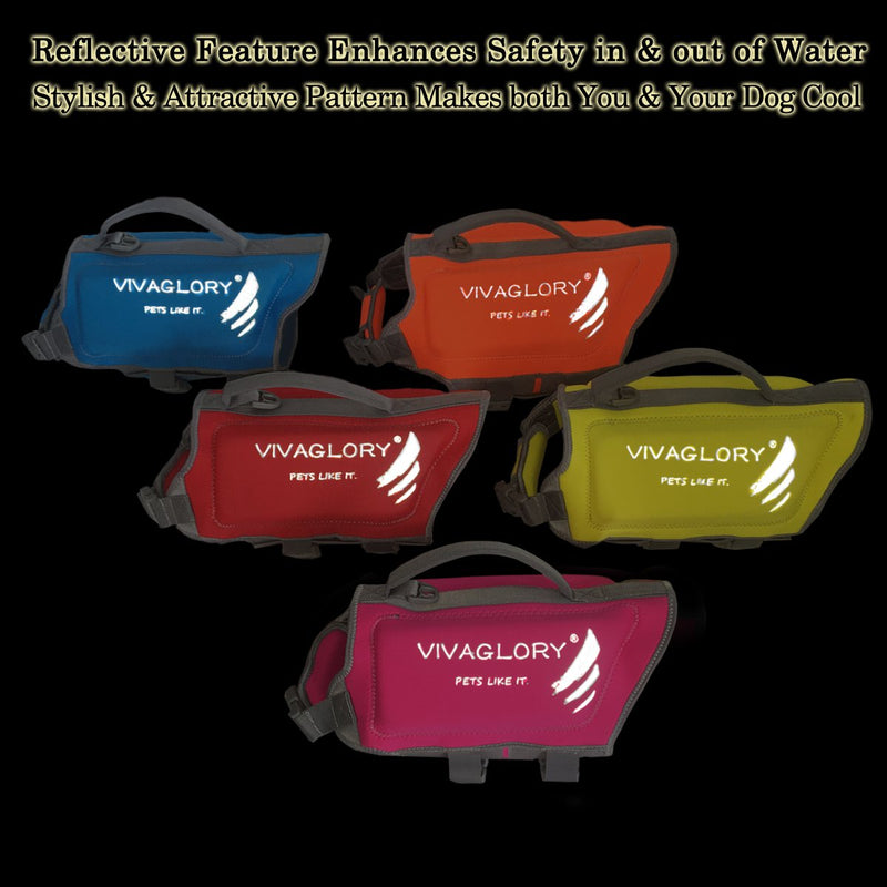 [Australia] - Vivaglory Dog Life Jackets, Premium Skin-Friendly Neoprene Dog Life Vest with Superior Buoyancy and Rescue Handle M: 19-23 inch (Ribcage Girth) Orange 