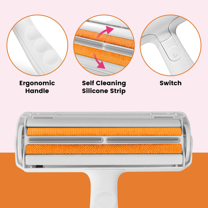 Pet Hair Remover - Pet Hair Lint Roller for Dogs and Cats - Hair Remover for Sofas, Furniture, Carpets, Car Seats, Reusable Lint Roller with Self-Cleaning Base Recyclable - PawsPlanet Australia