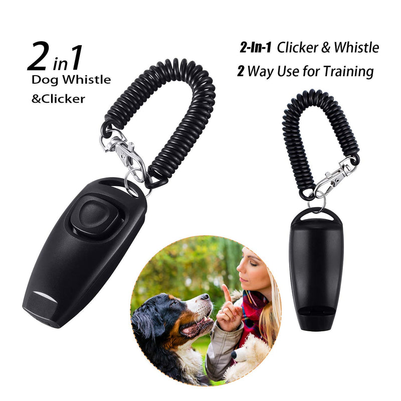 DEZHI 2 Pack Dog Clicker Dog Whistle to Stop Barking Dog Training Clicker Dog Whistle Clicker 2 in 1 New Upgrade Training Tools with Wrist Strap (Black)(Black) - PawsPlanet Australia