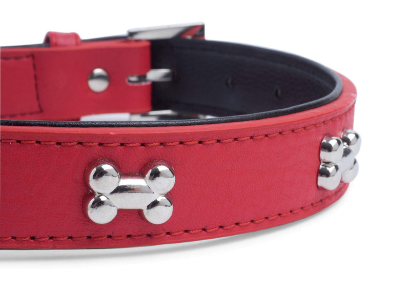 Petface Bones Pattern Dog Collar, Medium, Red - PawsPlanet Australia