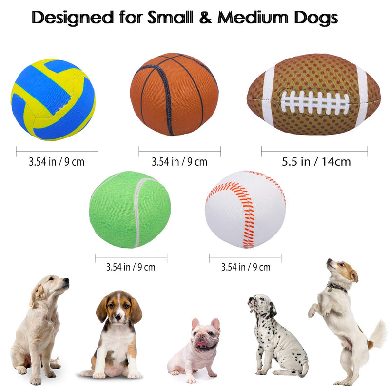 VIEWLON Squeaky Dog-Toys Ball Set - Puppy Interactive Toy for Small Dogs, 5 Pack 3.55" Natural Cotton Cleaning Teething Toys Non-Toxic Durable Chewing, Soft Training Toy for Puppy to Medium Dogs - PawsPlanet Australia