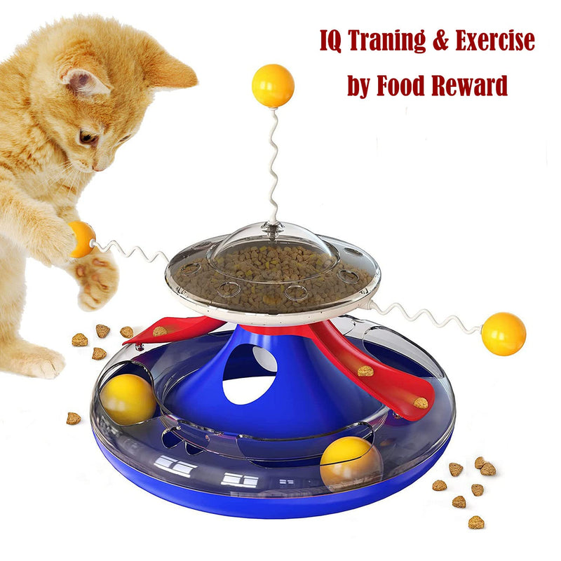 GD POLULASH Interactive Cat Toy for Indoor Cat Food Leaking Puzzle Feeder Toy Cat Tumbler Track Toy Balls with Teasing SticksMental Physical Cat Toy Exercise Kitten Supplies Toy - PawsPlanet Australia