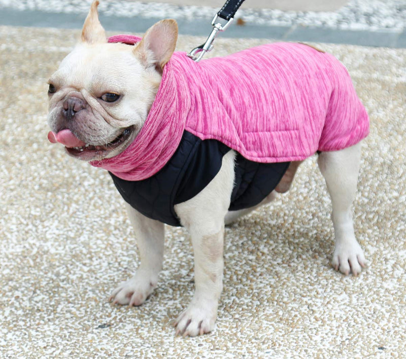 LEMON PET Dog Winter Coat Waterproof Reversible Clothes Small Medium Large Dog Jacket Winter Fleece Warm Windproof Cold Weather Autumn Vest Apparel with Harness Hole XS Neck Girth: 12.99in Rose - PawsPlanet Australia