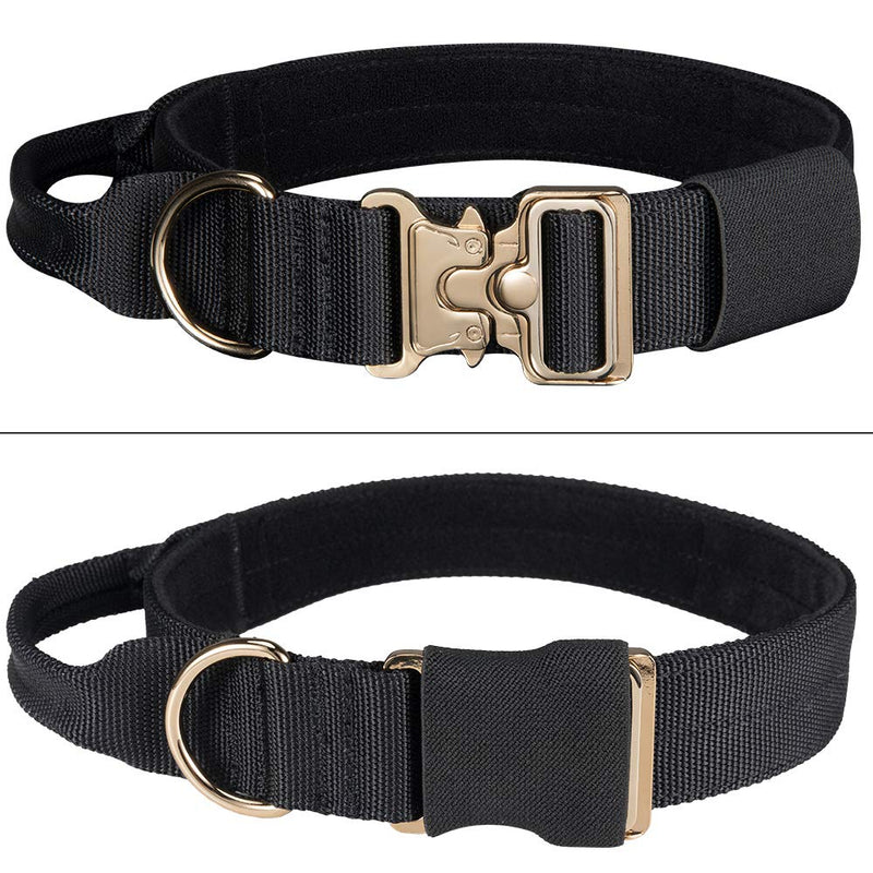 EXCELLENT ELITE SPANKER Dog Collar for Medium Large 40-60cm Adjustable with Handle Heavy Duty(Black) Black - PawsPlanet Australia