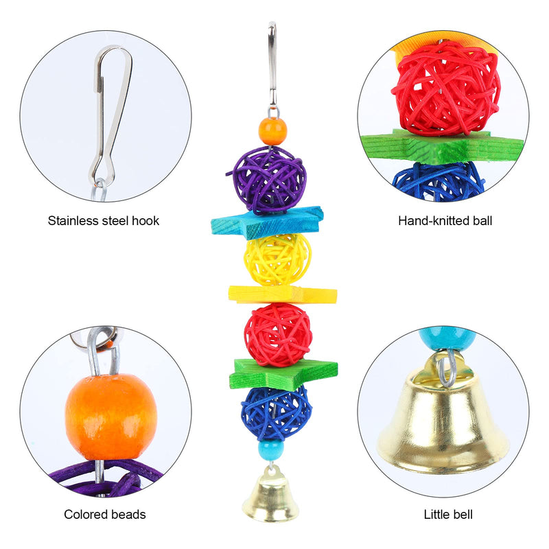 FADACAI 12 Pcs Bird Toys for Parrots, Bird Swing Toys, Hanging Bell Birds Cage with Bells Finch Toys, Parrots Colorful Chewing Toy, for Macaws, Cockatiels, African Grey Parrot and other Small Birds - PawsPlanet Australia