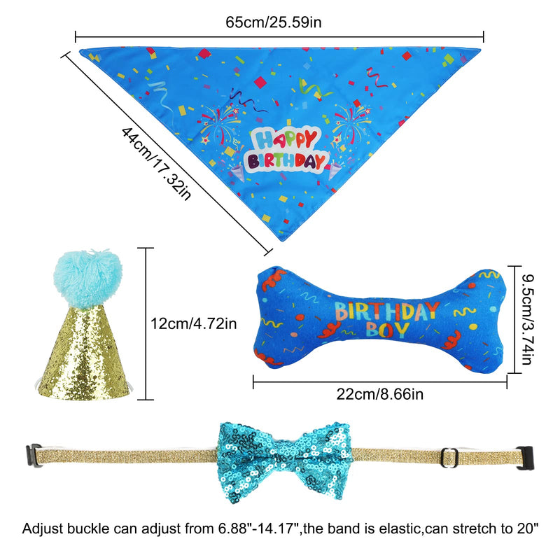 KissDate Dog Birthday Bandana Hat Toy Set Pet Happy Birthday Party Supplies Triangle Bibs with Cute Bone Dog Birthday Scarf Accessories and Decoration for Doggy Dog - PawsPlanet Australia