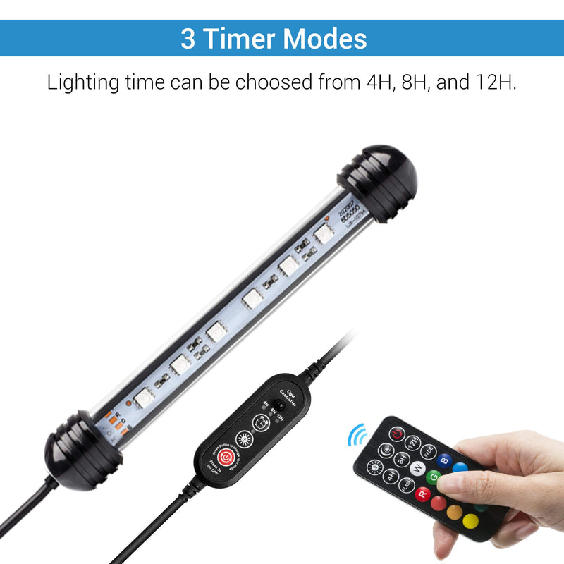 NICREW Submersible RGB Aquarium Light, Underwater Fish Tank Light with Timer Function, Multicolor LED Light with Remote Controller, 7 Inches 7 inch - PawsPlanet Australia