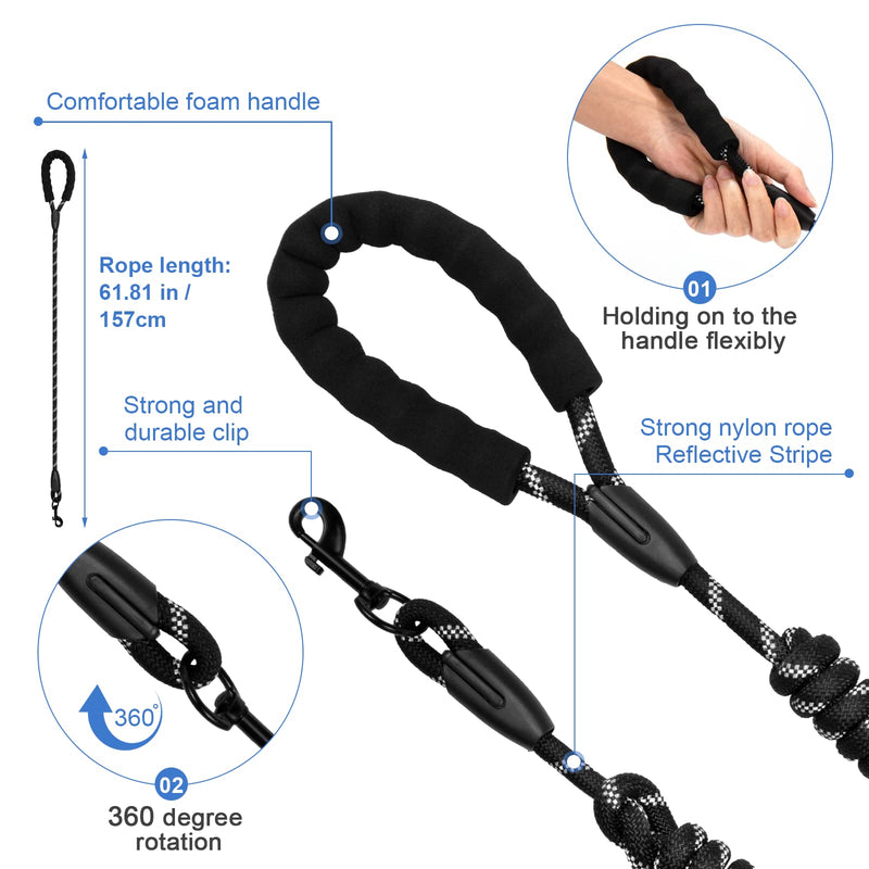 JUPSK Dog Harness for Large Dogs with Leash,Reduce Pressure Dog Vest with Handle,Adjustable Belt, Reflective Strap,Suitable for Outdoor Walking XL BLACK - PawsPlanet Australia