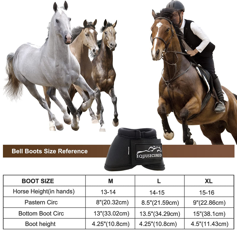 Equusecured Horse Bell Boots - Overreach Boots for Horses - Durable Hoof Boot Pair for Horses - Bell Boot for Maximum Protection and Comfort - Multiple Sizes for Every Horse Age Black Large - PawsPlanet Australia