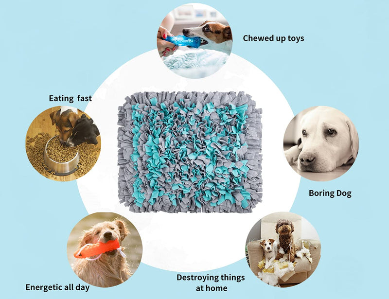 Quuwnns Snuffle Mat for Large Dogs, 20.5" x 25" Dog Snuffle Mat Alternative to Slow Feeder Dog Bowls, Pet Snuffle Mat, Encourages Natural Foraging Skills and Stress Relief for Small/Medium/Large Dogs Blue - PawsPlanet Australia