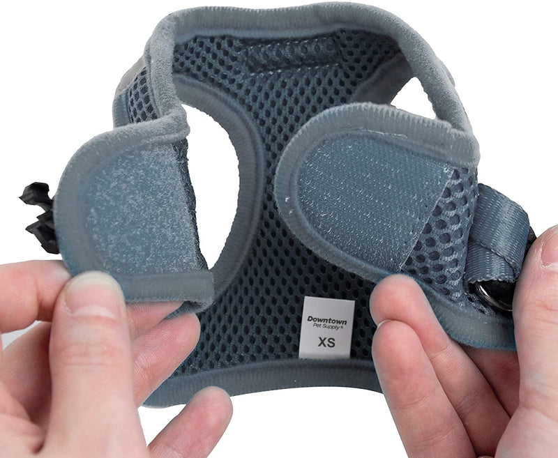 Downtown Pet Supply - Dog Harness for Small, Medium and Large Dogs No-Pull - Step in Dog Harness - Padded Mesh Fabric Dog Vest with Reflective Trim, Velcro and Buckle Straps XX-Small Titanium - PawsPlanet Australia