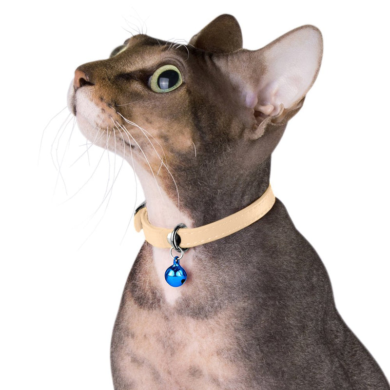 [Australia] - CollarDirect Leather Cat Collar, Cat Safety Collar with Elastic Strap, Kitten Collar for Cat with Bell Black Blue Red Orange Lime Green Neck Fit 9"-11" Navy Blue 