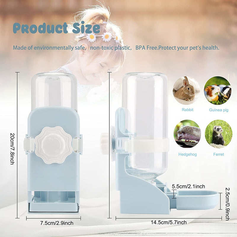 HYKYUN Rabbit Water Bottle No Drip - 500ml Hanging Water Fountain Automatic Dispenser Pet Cage Water Feeder for Bunny Chinchilla Guinea Pig Hedgehog Ferret - PawsPlanet Australia